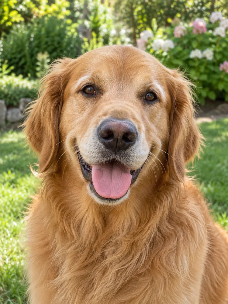 A golden retriever in sunglasses at the wheel of a white pickup in a lakeside parking lot